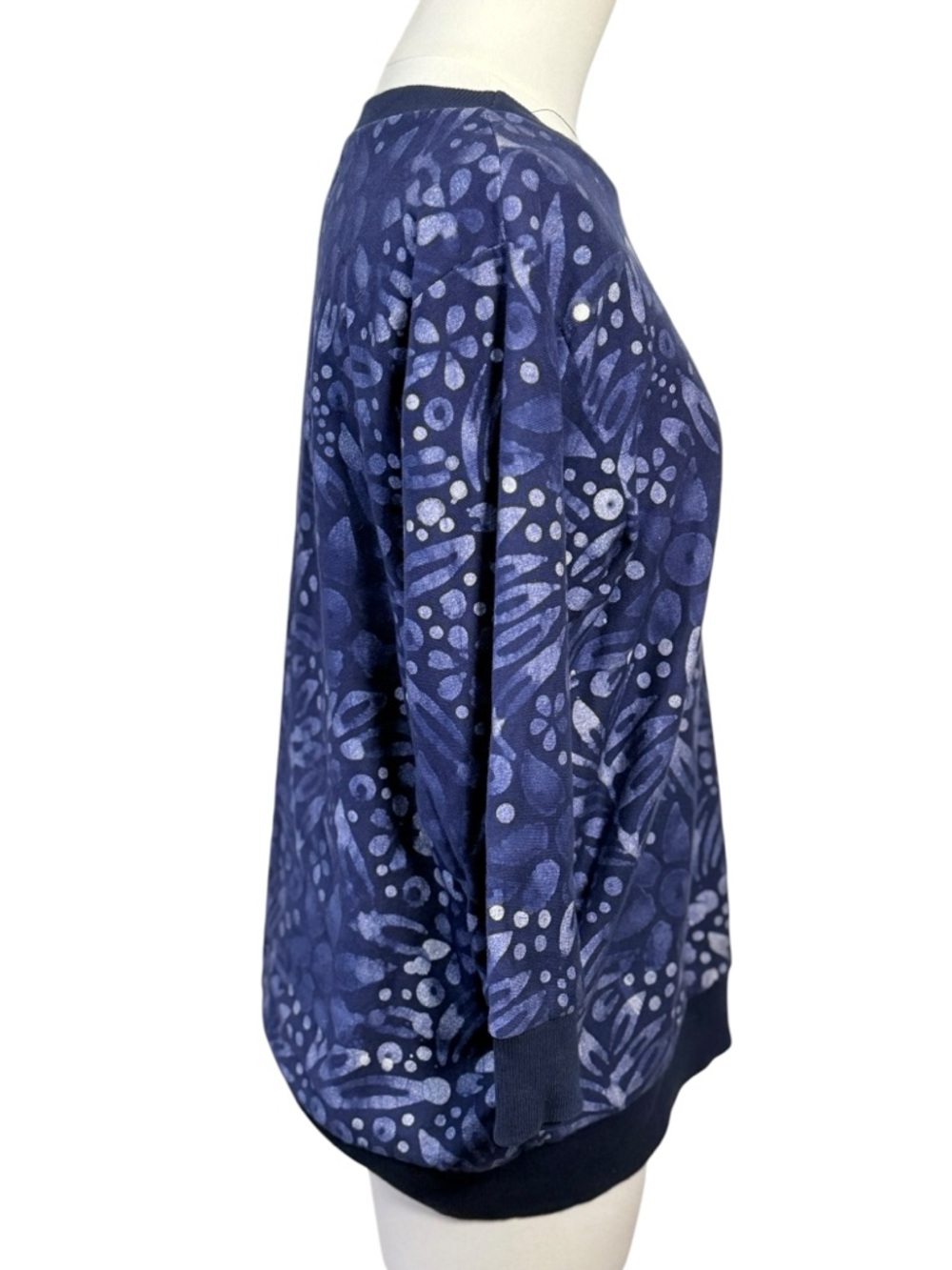 PEPIN Margo Hand Dyed Block Print Sweatshirt Blue Size S/M - Picture 3 of 8